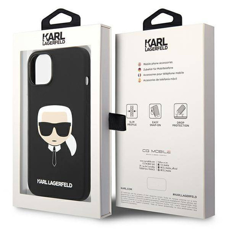 Oryginalne Etui IPHONE 14 PLUS Karl Lagerfeld Harcase Silicone Karl's Head czarne