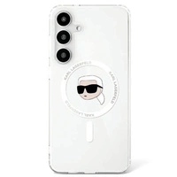 Etui Karl Lagerfeld Button Karl Head Printed Logo MagSafe Samsung Galaxy S25 biały