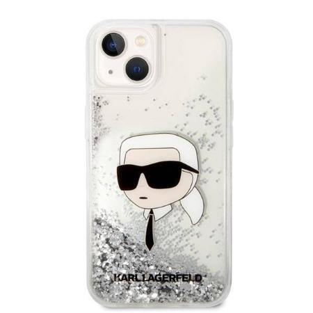 Karl Lagerfeld Liquid Glitter NFT Karl's Head - Etui iPhone 14 Plus (srebrny)