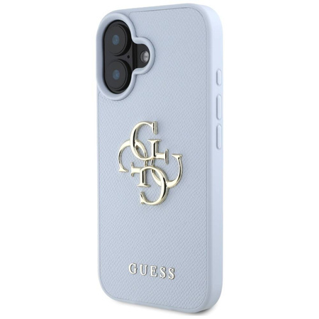Case IPHONE 16 Guess Grained Big 4G Logo Small Classic Logo blue