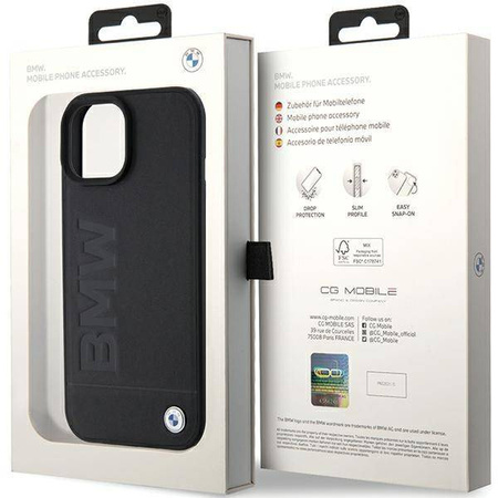 Etui BMW Leather Hot Stamp na iPhone 15 - czarne