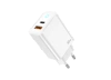 JELLICO ładowarka sieciowa EU13 GaN PD 30W 1xUSB-C + 1xUSB QC3.0 + kabel USB-C - Lightning Biały