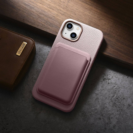iCarer Litchi Premium Leather Case iPhone 14 Plus Magnetic Leather Case with MagSafe pink (WMI14220711-PK)