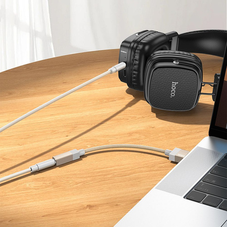 Adapter AUX USB A (męski) do Jack 3,5 mm (żeński) Hoco UPA32D złoty