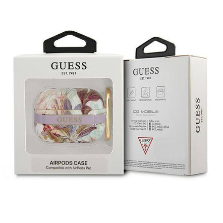 Schutzhülle APPLE AIRPODS PRO Guess AirPods Flower Strap Collection (GUAPHHFLU) violett