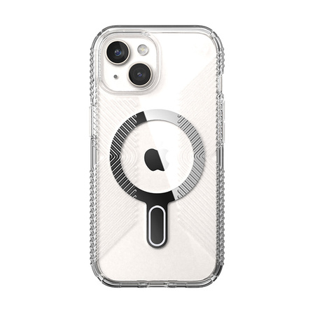 Speck Presidio Perfect-Clear Grip ClickLock & MagSafe - Etui iPhone 16e / iPhone 15 / iPhone 14 / iPhone 13 (Clear / Chrome Finish / Serene Silver)