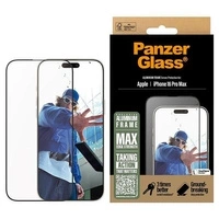 Szkło hartowane PanzerGlass Screen Protector Aluminum Frame Ultra-Wide Fit z aluminiową ramką na iPhone 16 Pro Max