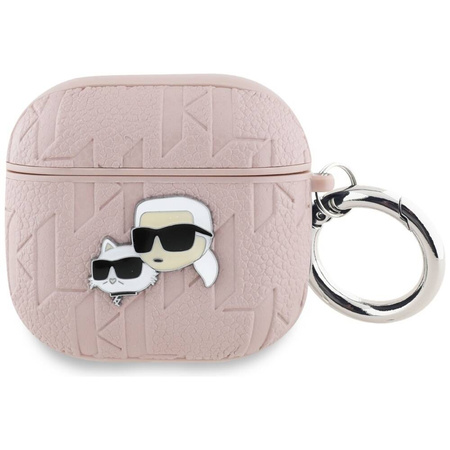Original Case APPLE AIRPODS 4 Karl Lagerfeld Cover Monogram Karl & Choupette Head pink