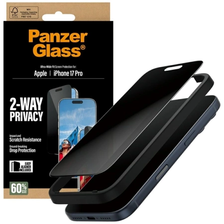 PanzerGlass Ultra-Wide Fit EasyAligner Privacy Glass für iPhone 17 Pro