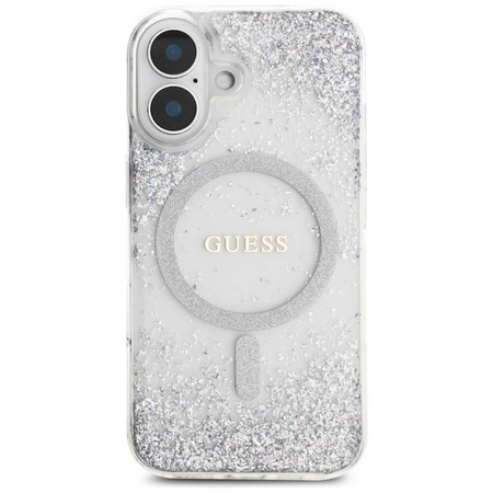 Case IPHONE 16 Guess HC Resin Bottom Glitter silver
