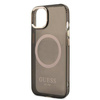 Original Handyhülle IPHONE 13 Guess Hard Case Gold Outline Translucent MagSafe (GUHMP13MHTCMK) schwarz