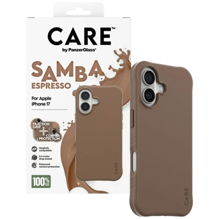 Etui CARE by PanzerGlass Fashionable Samba MagSafe na iPhone 17 - brązowe