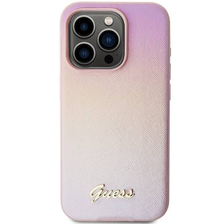 Oryginalne Etui GUESS hardcase Saffiano Iridescent Script GUHCP14XPSAIRSP do Iphone 14 Pro Max różowy