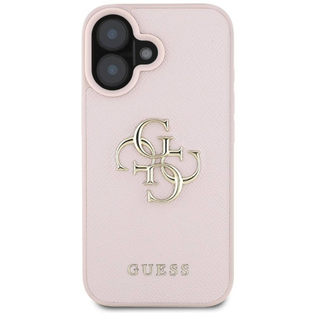 Case IPHONE 16 Guess Grained Big 4G Logo Small Classic Logo pink