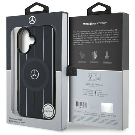 Original Case IPHONE 16 Mercedes Hardcase MB Double Layer Crossed Lines MagSafe (MEHMP16S23HRSK) black