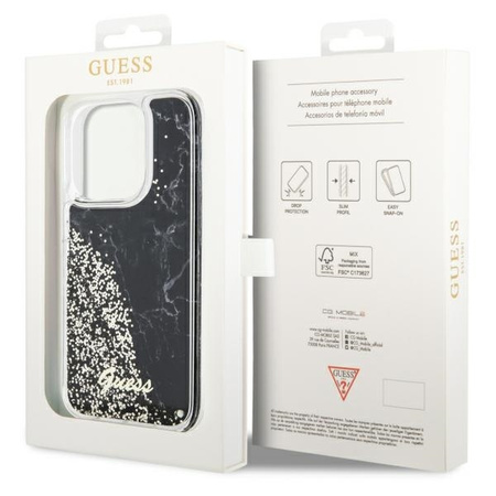 Guess GUHCP14LLCSGSGK iPhone 14 Pro 6,1" schwarz/schwarzes Hardcase Liquid Glitter Marble