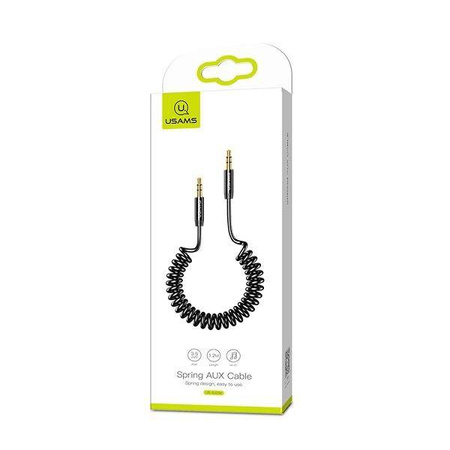USAMS Adapter Spring audio jack 3,5mm -3,5mm 1,2m czarny/black SJ256YP01 (US-SJ256)