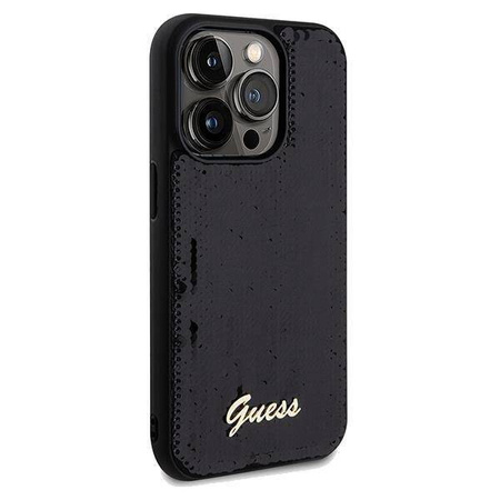 Guess nakładka do iPhone 14 Pro 6,1&quot; GUHCP14LPSFDGSK HC SEQUIN SCRIPT METAL czarna