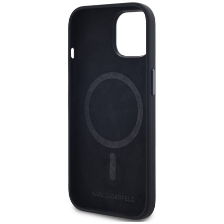 Oryginalne Etui IPHONE 15 Karl Lagerfeld Hardcase Silicone Shadow Metal Initial MagSafe czarne