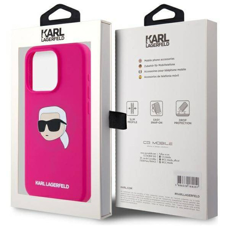 KARL LAGERFELD futerał do IPHONE 15 Pro kompatybilny z MagSafe KLHMP15LSKHPPLF (SIL KL Head Print) fuschia