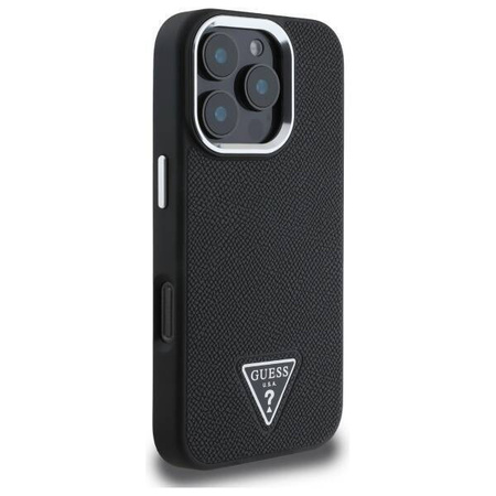 Oryginalne Etui IPHONE 16 PRO MAX Guess Hardcase Grained Triangle MagSafe (GUHMP16XPGTSPSK) czarne
