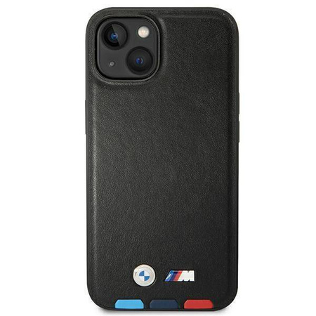 Original Case IPHONE 14 PLUS BMW Leather Stamp Tricolor MagSafe (BMHMP14M22PTDK) black