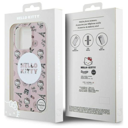 Original Case IPHONE 16 PRO Hello Kitty Hardcase IML All Over Paris MagSafe (HKHMP16LHAOPP) pink
