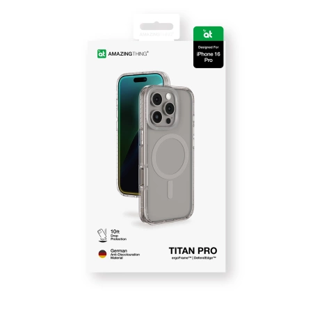Etui silikonowe AMAZINGTHING Titan Pro Mag Case z pierścieniem magnetycznym do iPhone 16 Pro - szare