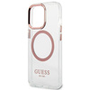 Oryginalne Etui IPHONE 13 PRO Guess Hard Case Metal Outline Magsafe (GUHMP13LHTRMP) różowe