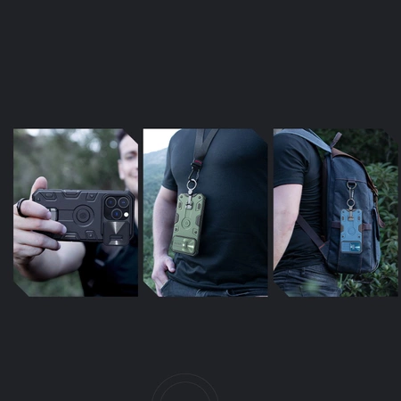 Nillkin CamShield Armor Pro Hülle iPhone 14 Pro Hülle gepanzerte Abdeckung Standring schwarz