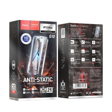 HOCO szkło hartowane HD Anti-static (SET 25in1) - MULTIPACK do iPhone 15 Plus (G10)