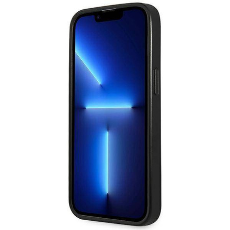 Original Case IPHONE 14 PRO Guess Hardcase Saffianotriangle Logo (GUHCP14LPSATLK) black