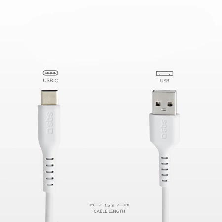 SBS TECABLEMICROC15W USB-A - USB-C Cable 1.5m - White