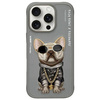Nimmy etui iPhone 16 Pro 6.3" szary/gray  Glasses Cool Dog