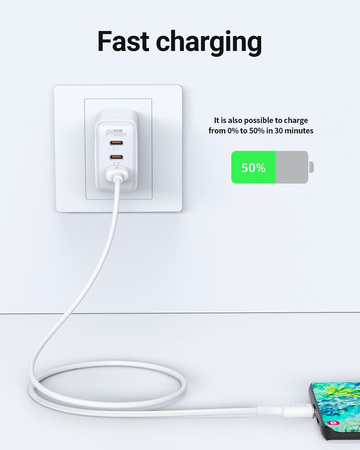 Acefast kabel USB - USB Typ C 1,2m, 3A biały (C2-04 white)