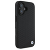 Original Handyhülle IPHONE 16 BMW Hardcase Signature Leather Diamond Metal Logo MagSafe (BMHMP16S23RDDK) schwarz
