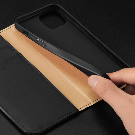 Dux Ducis Hivo echt Leder booktype case schutzhülle aufklappbare hülle für iPhone 14 Plus schwarz