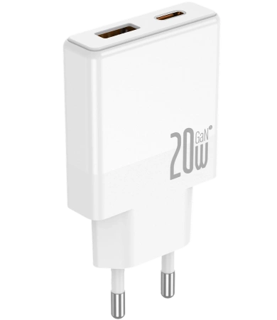 JELLICO Netz-Ladegerät EU57 PD 20W 1xUSB-C + 1xUSB QC3.0 + Kabel USB-C - Lightning weiss