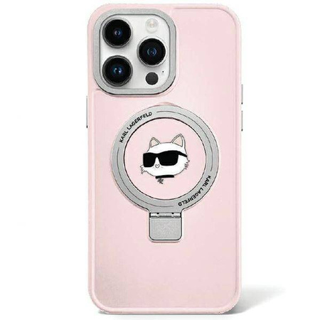 Etui Karl Lagerfeld Ring Stand Choupette Head MagSafe do iPhone 15 - różowe