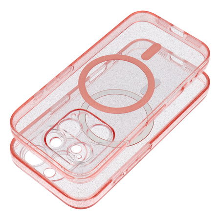 Futerał CLEAR MAG COVER kompatybilny z MagSafe do SAMSUNG S25 Plus pink glitter