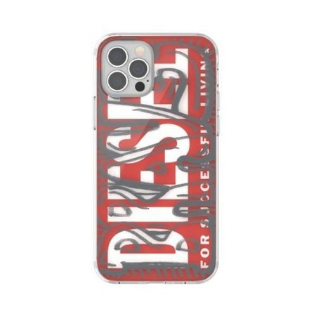 Diesel Snap Case Clear AOP iPhone 12 ProMax czerwono-szary/red-grey 42568