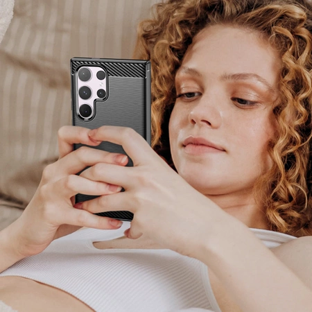 Carbon Case for Samsung Galaxy S24 Ultra Flexible Silicone Carbon Cover - Black