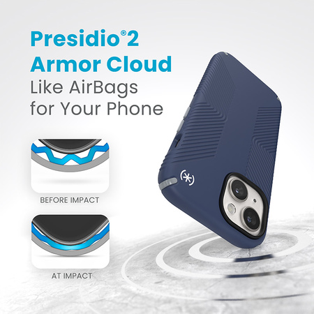 Speck Presidio2 Grip - Etui iPhone 15 / iPhone 14 / iPhone 13 (Coastal Blue / Dustgrey / White)