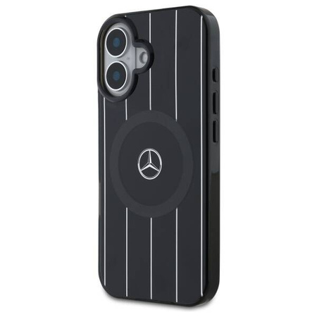 Original Case IPHONE 16 Mercedes Hardcase MB Double Layer Crossed Lines MagSafe (MEHMP16S23HRSK) black