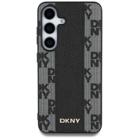 DKNY Leather Checkered Pattern MagSafe-Hülle für Samsung Galaxy S25 schwarz