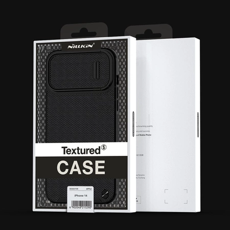 Nillkin Textured S Case für iPhone 14, gepanzerte Hülle mit Kameraabdeckung, schwarz