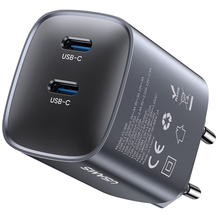 Ładowarka sieciowa USAMS CC305 T66 45W   GaN 2xUSB-C tarnish