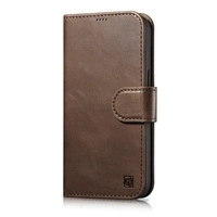 iCarer Oil Wax Wallet Case 2in1 etui iPhone 14 skórzany pokrowiec z klapką Anti-RFID brązowy (WMI14220721-BN)