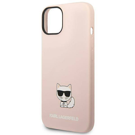 Oryginalne Etui IPHONE 14 PLUS Karl Lagerfeld Hardcase Silicone Choupette Body (KLHCP14MSLCTPI) jasny róż
