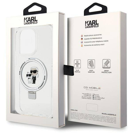 Karl Lagerfeld KLHMP14LHMRSKCH iPhone 14 Pro 6,1&quot; weiß/weiß Hardcase Ringständer Karl&amp;Choupette MagSafe